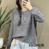 镂空针织毛衣 2025春季新款 文艺圆领纯色上衣女宽松套头衫61610