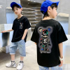 男童纯棉短袖t恤2024新款中大童装夏季男孩半袖t夏款卡通上衣潮牌