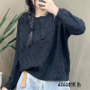 镂空针织毛衣 2025春季新款 文艺圆领纯色上衣女宽松套头衫61610