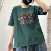 夏季新款2025年大象刺绣套头T恤文艺复古风短袖文艺显瘦女上衣