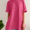 夏季宽松开叉纯棉短袖T恤女舒适圆领纯色t跨境欧美热卖